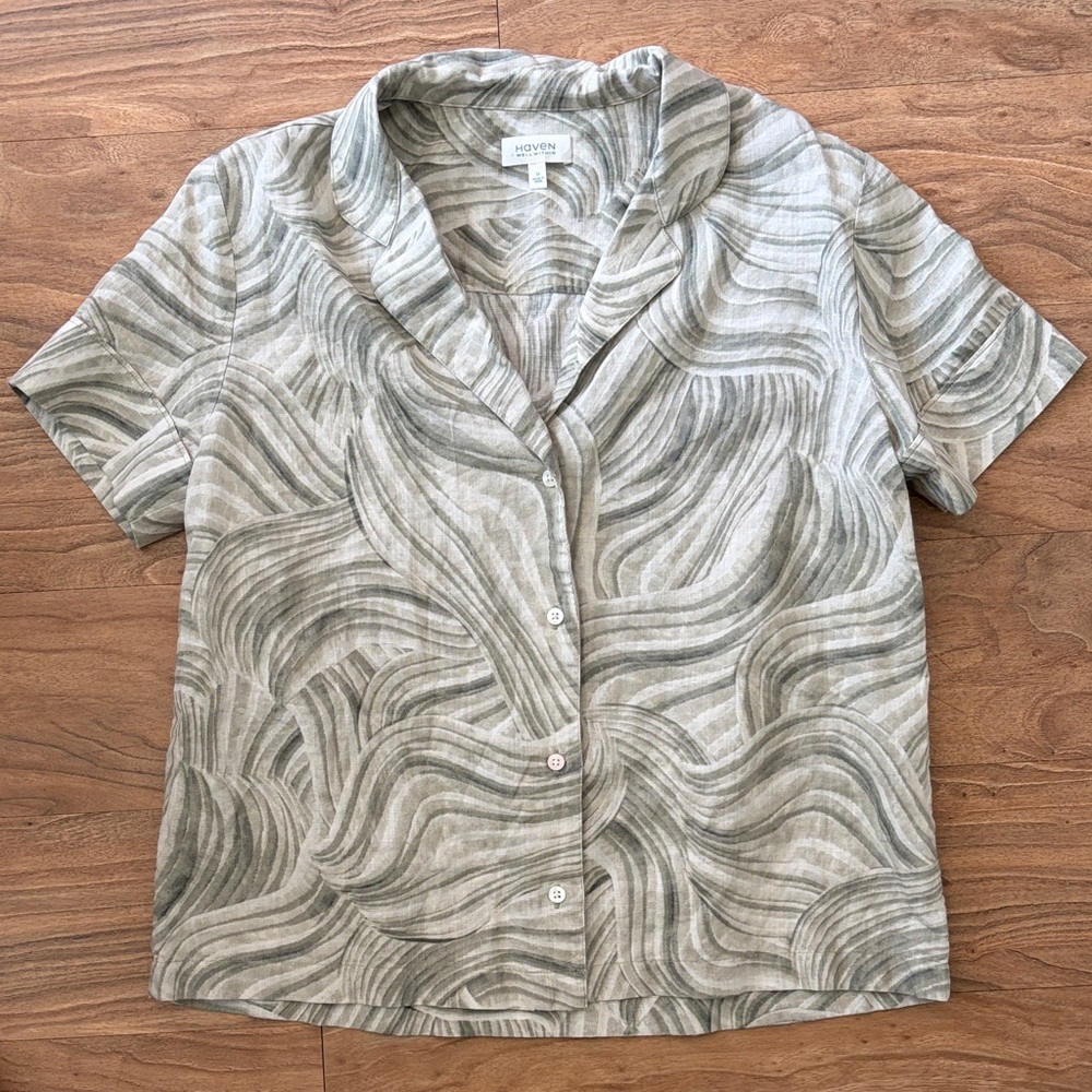Haven Well Within Button Down Shirt Women’s Medium 55% Linen 45% Organic Cotton